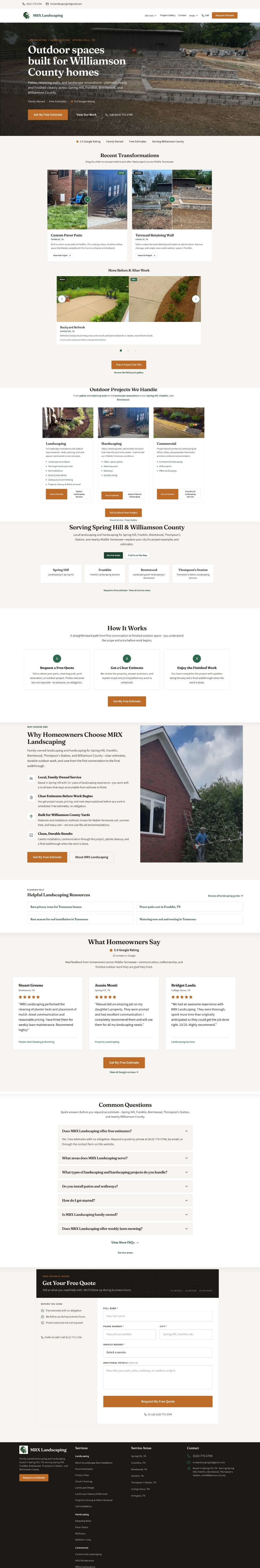 Landscaping website continuous scroll preview