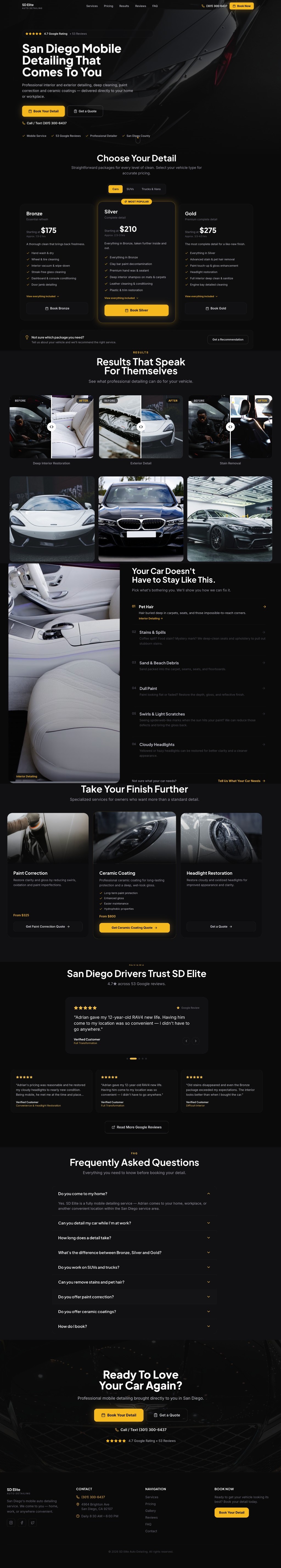 Auto detailing website continuous scroll preview